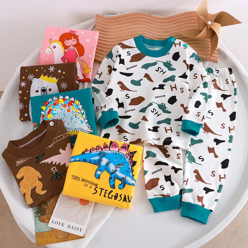 Baby Girl Cartoon Cat Pajamas Set | Long Pants & T-Shirt 2-Piece Girls Clothes 0-6 Years