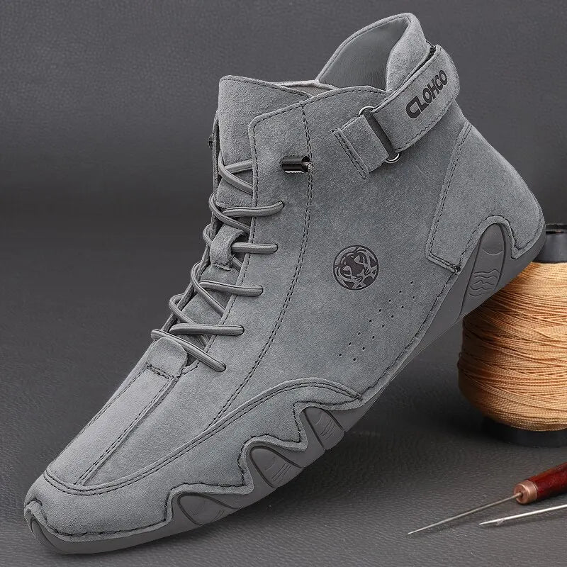 Men's Genuine Leather Lace-Up Ankle Boots