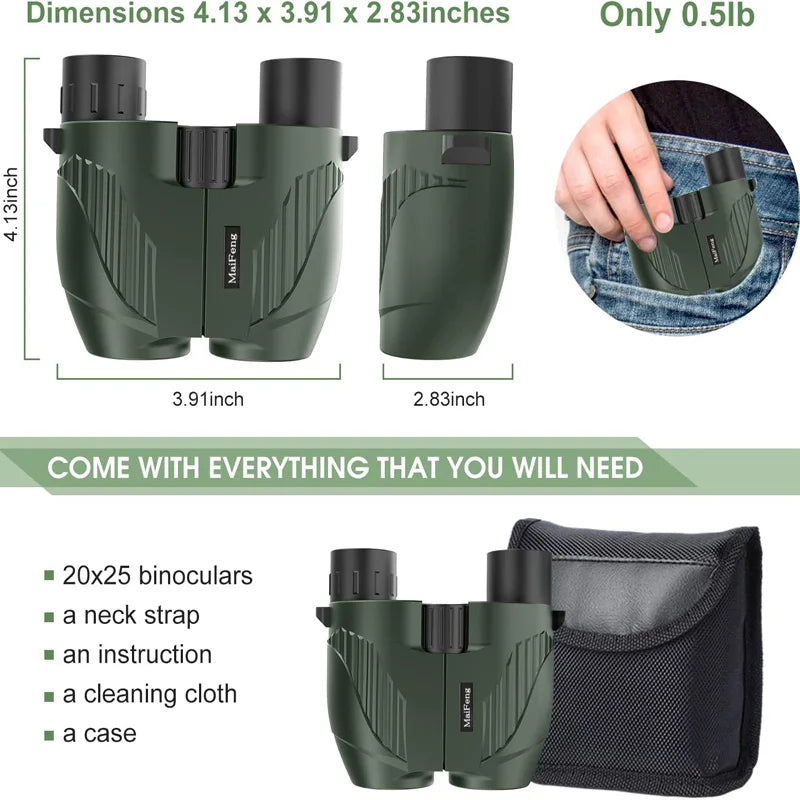 20x25 Compact Binoculars for Outdoor Viewing