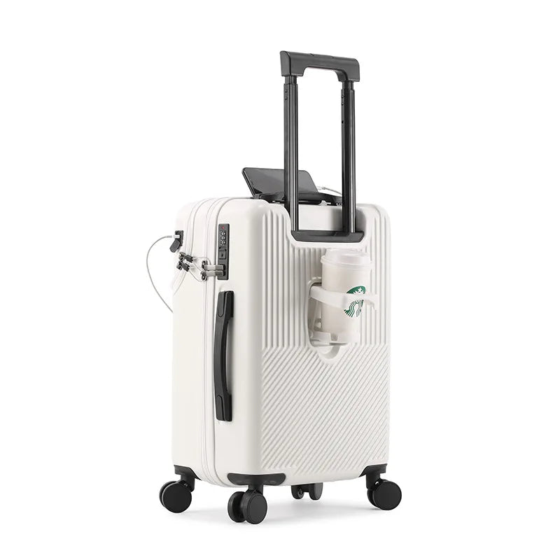 2024 Durable Large Capacity Luggage Set — Front Open with Built-In Charging Port, Carry-On Travel 20/22/24/26"