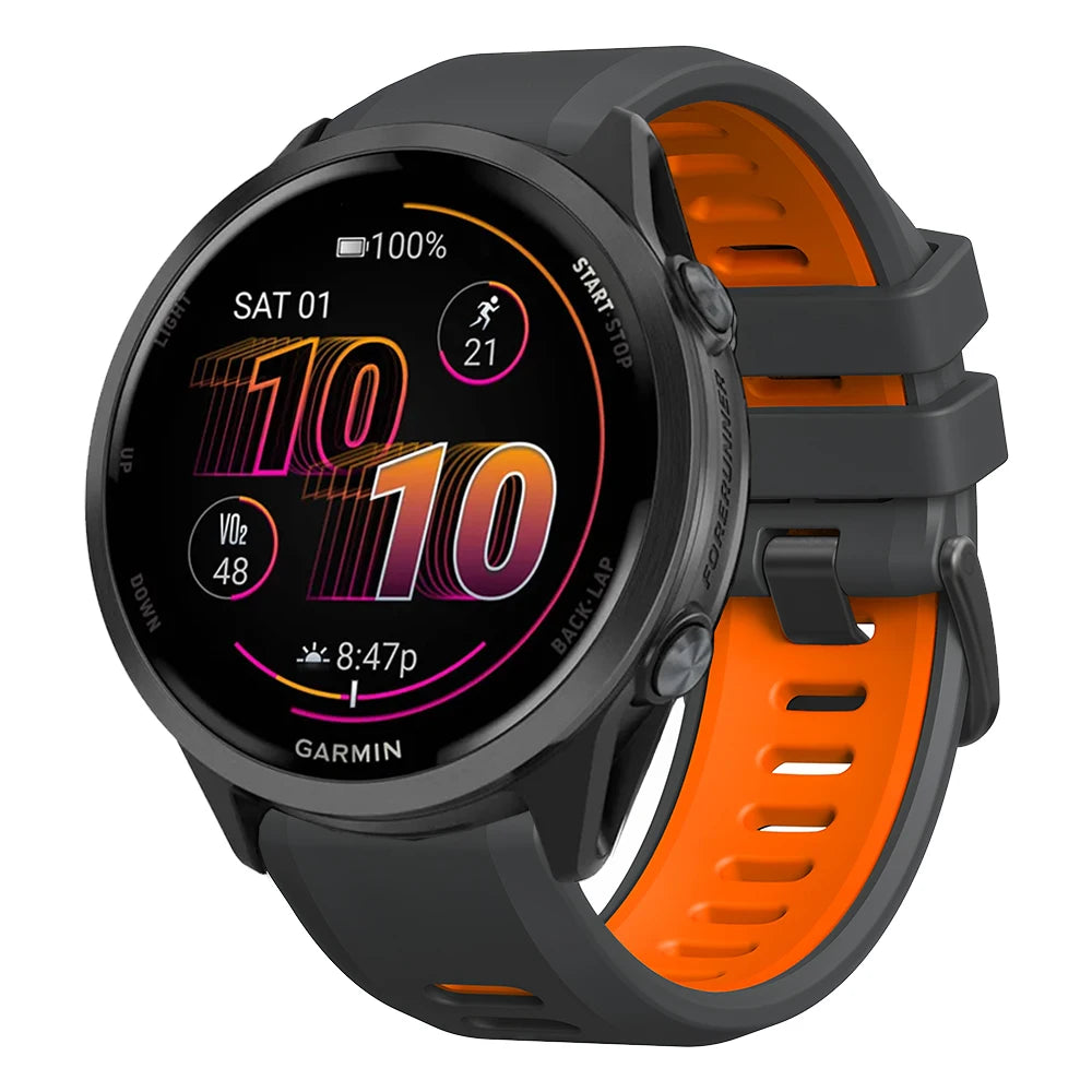 Two-Tone Silicone Sport Watch Band for Garmin Forerunner 265/255/570 & Venu 2/3 | 22mm Quick Release Strap