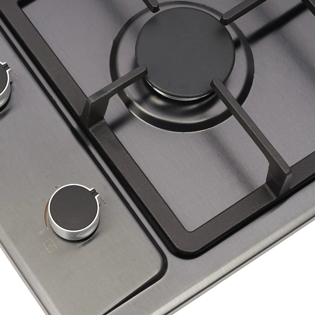 2-Burner Stainless Steel Gas Hob – 3KW + 1.75KW, Portable Countertop or Flush Mounted, 51x31x10cm