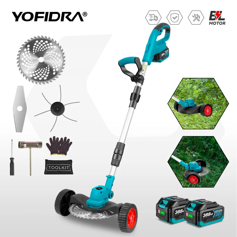 YOFIDRA 9" Brushless Cordless Electric Lawn Mower