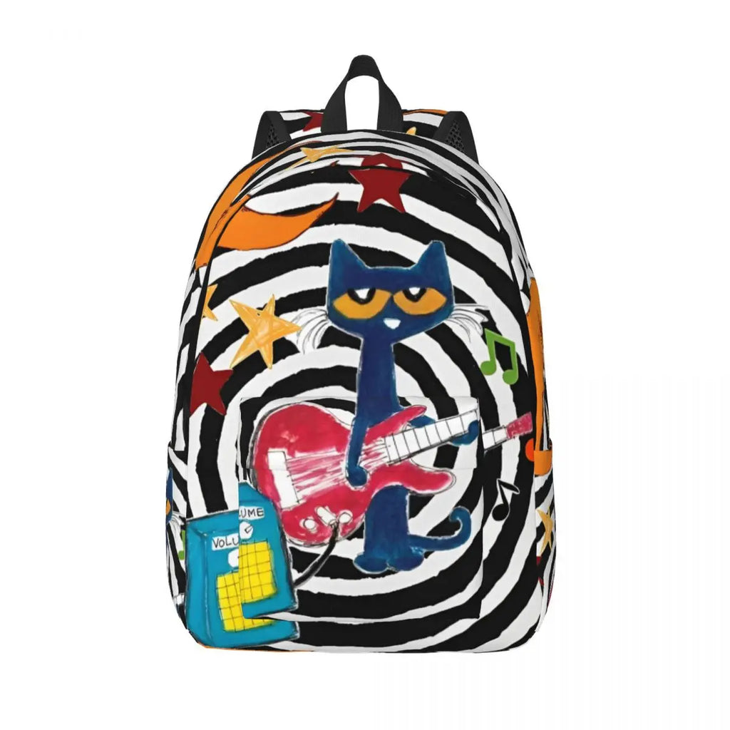 Pete the Cat Canvas Backpack – Cartoon Laptop Daypack for School & Travel
