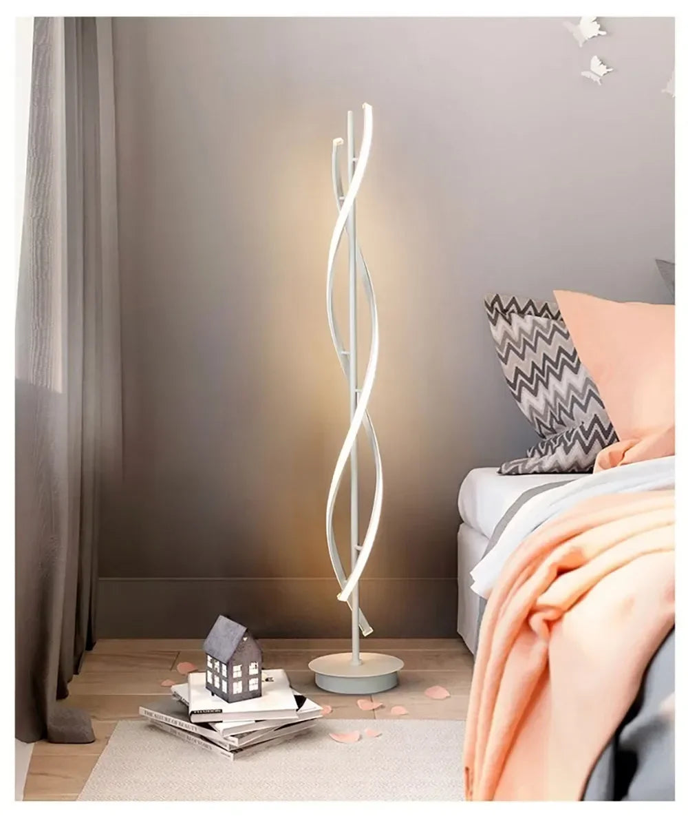 Spiral LED Floor Lamp – 135cm Sculptural Light