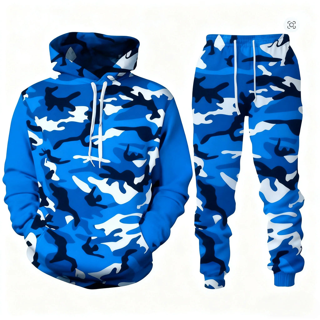 Men's Santa Claus 3D Print Hoodie & Pants Jogging Set – Camouflage Co-Ord