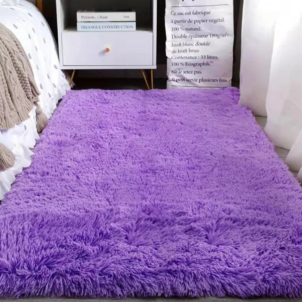 VIKAMA Tie-Dye Plush Carpet — Soft Fluffy Non-Slip Area Rug for Living Room, Kids Room & Baby Crawling