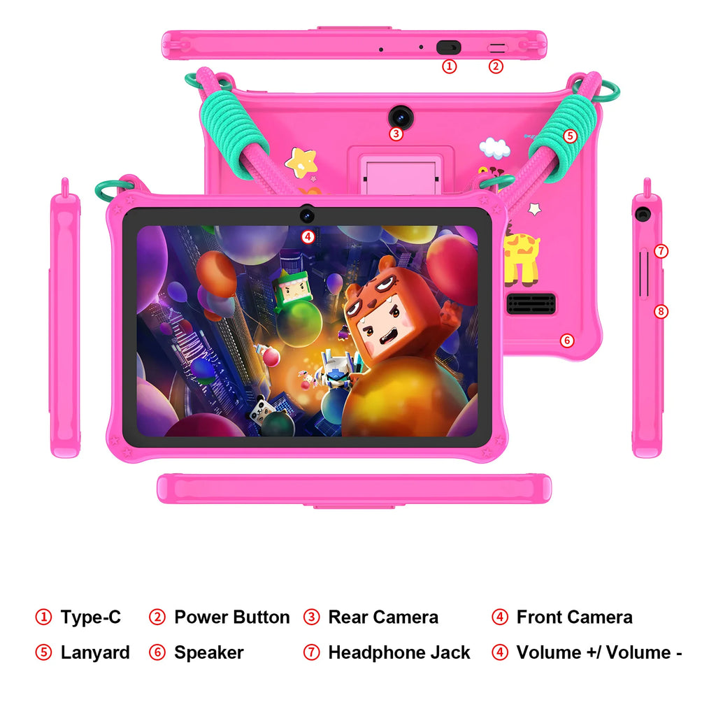 PRITOM K7 7" Kids Tablet – 4GB RAM, 32GB, Android 13, Wi-Fi, Parental Controls