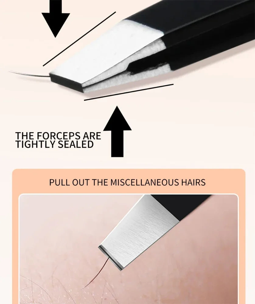 HISYI Stainless Steel Slanted Eyebrow Tweezers