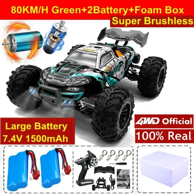1:16 Scale 4WD High Speed RC Car – 80KM/H Brushless Off-Road Racing Drift Buggy