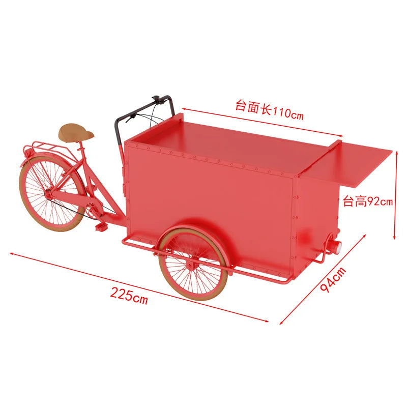 Custom Commercial Ice Cooler Cart Tricycle – Stainless Steel Freezer Bicycle for Snacks & Candy