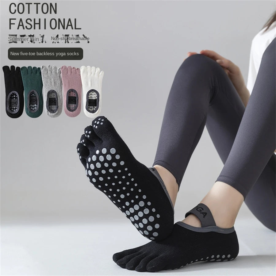 Women's Five-Toe Yoga Socks – Anti-Slip Grip