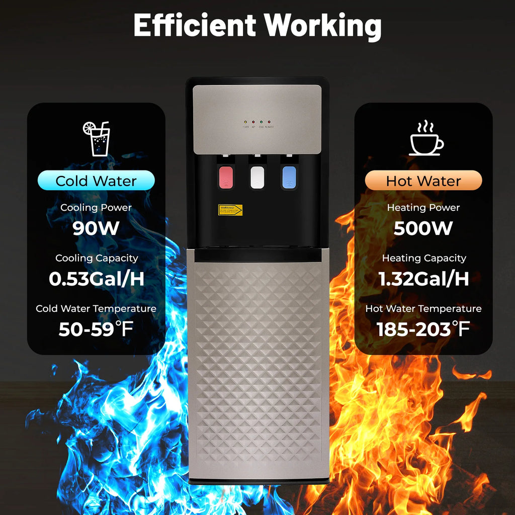 Bottom-Loading Hot & Cold Water Dispenser — Standing Water Cooler for Home & Office | 110V/220V