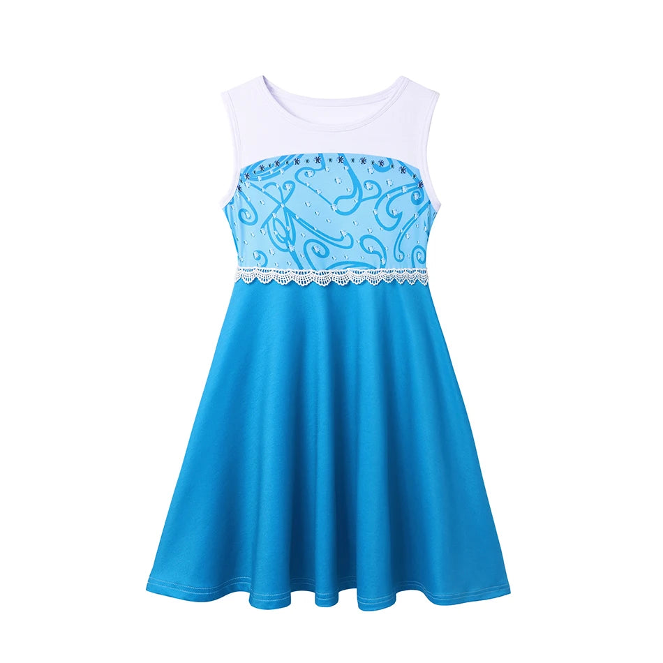Girls' Princess Costume Dress – Mermaid & Rapunzel One-Shoulder Short Sleeve Summer Casual Vest