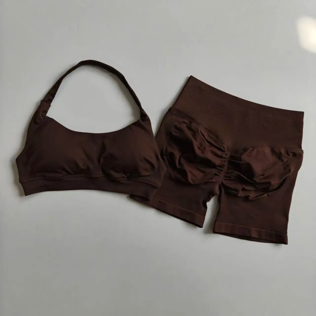 Halter Neck Sports Bra & High-Waist Shorts Yoga Set — Women’s Activewear