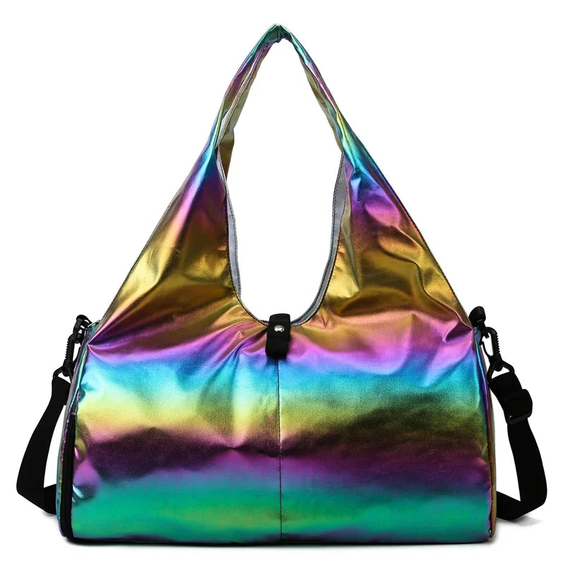 Large Capacity Gym Travel Shoulder Tote Bag – Multi-Function Ruched Cotton Handbag for Women