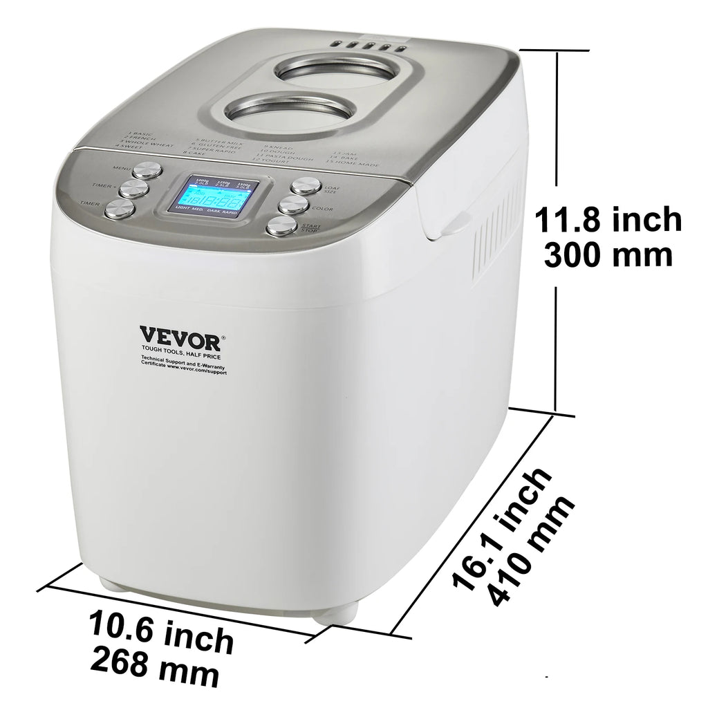 15-in-1 Automatic Bread Maker — 2/3 lb Dough Machine, Nonstick Ceramic Pan, Gluten-Free Setting