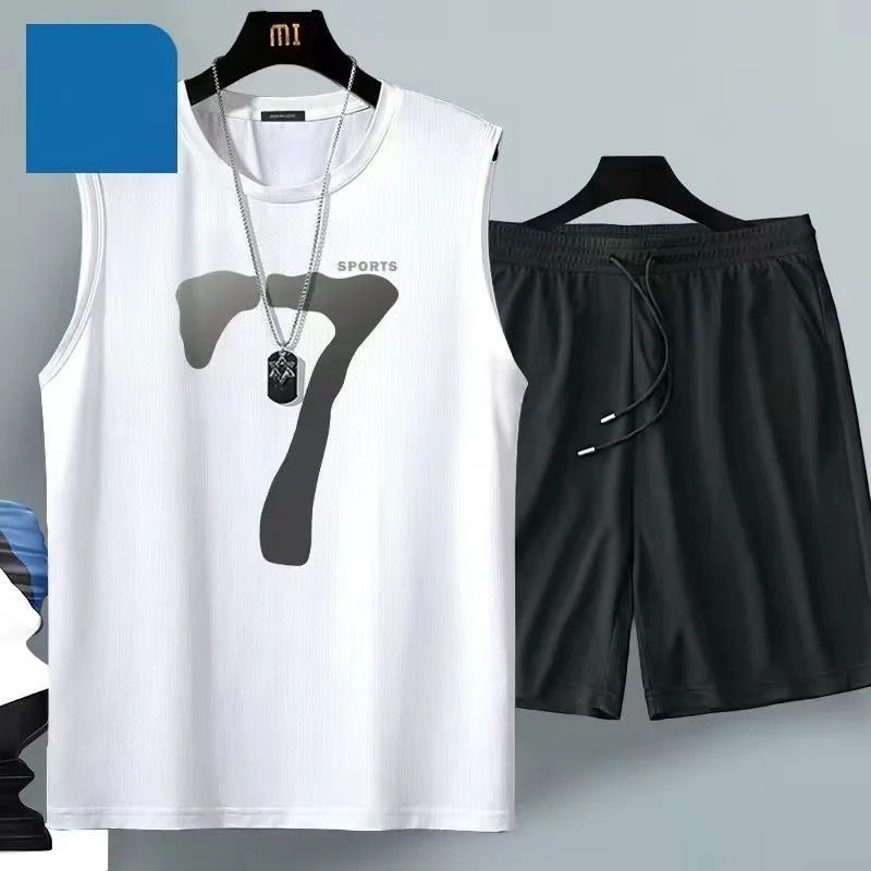 Men's 2-Piece Basketball Suit – Breathable Athletic Shorts & Tee Set