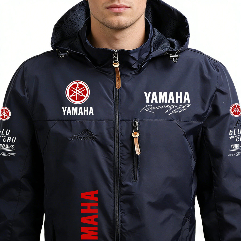 Yamaha Men's Motorcycle Tactical Jacket — Windproof Waterproof Hooded Moto Biker Coat