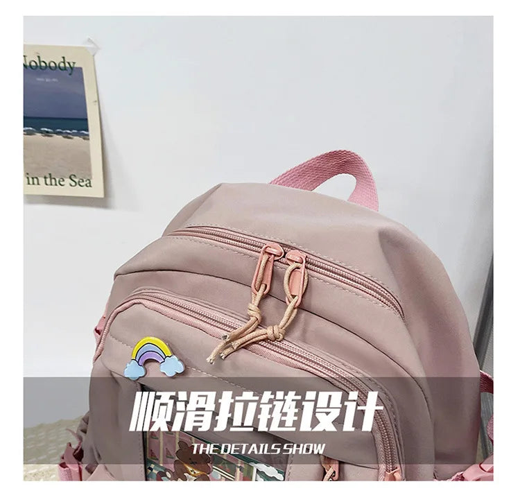 HTLT Korean Style Nylon Backpack – Large Capacity Waterproof Student School Bag for Women
