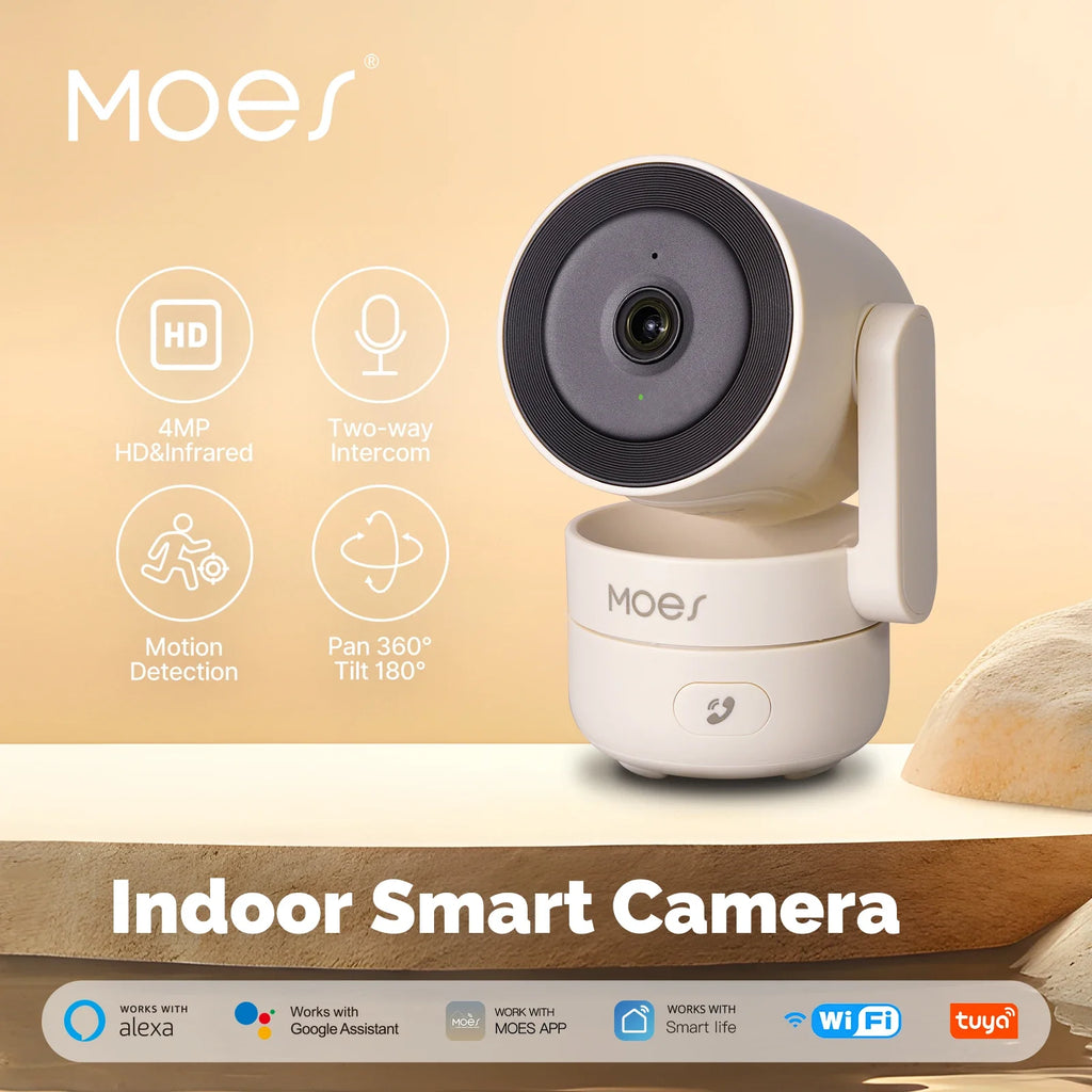 4MP WiFi Indoor Pan/Tilt Security Camera – 360° Pan, IR Night Vision, Motion & Sound Detection | Alexa & Google