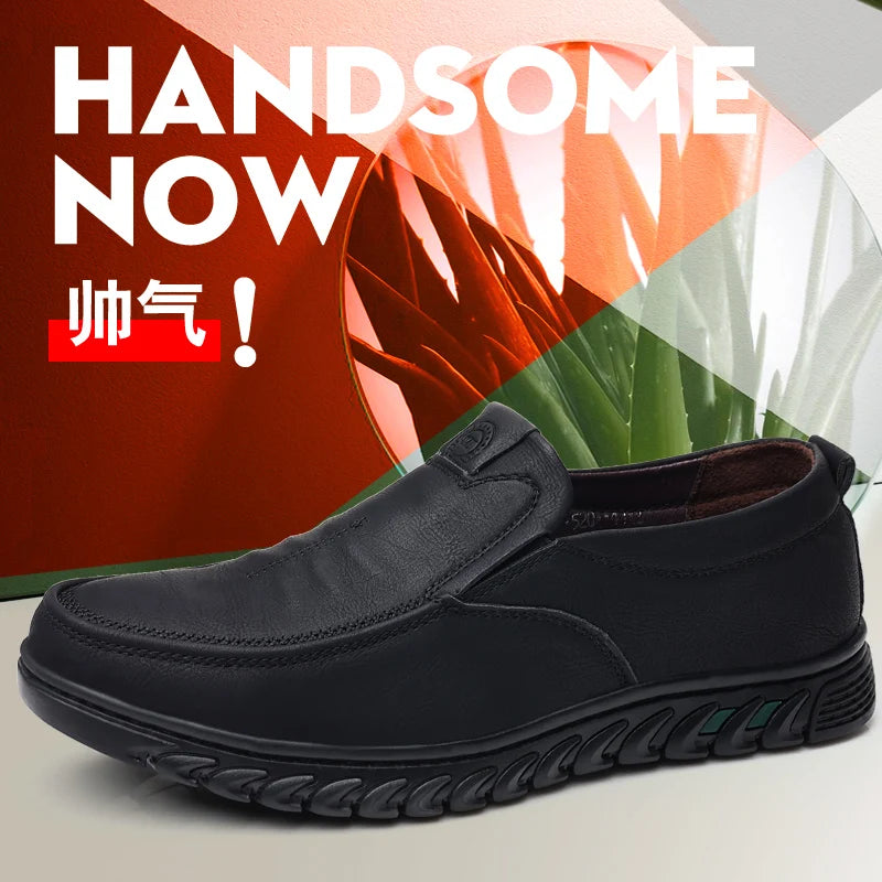 Men's Split Leather Slip-On Loafers