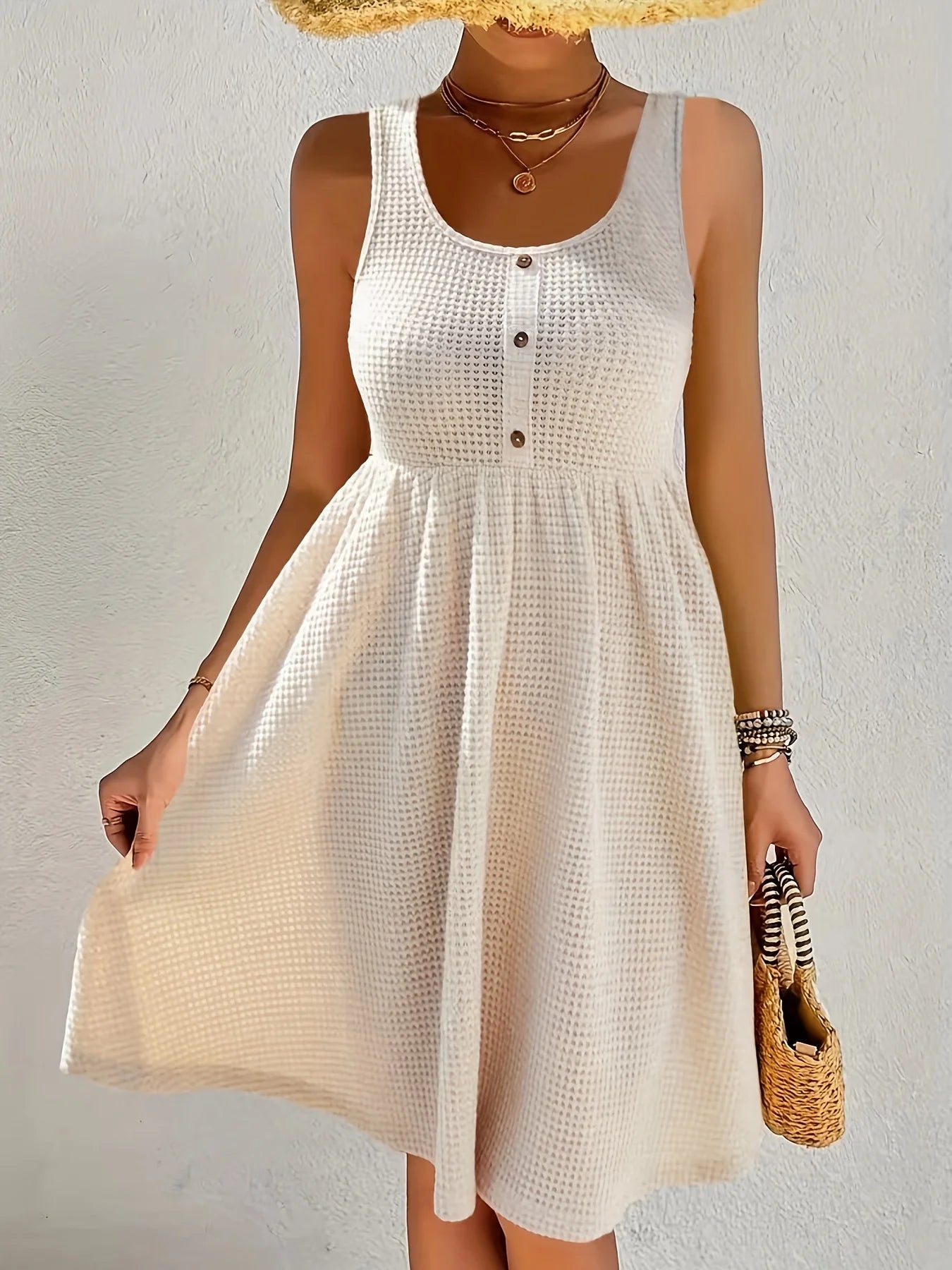 Loose Casual Print A-Line Dress — O-Neck Short Sleeve Elegant Everyday Dress