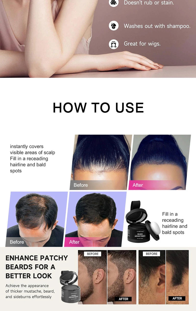 Waterproof Hairline Shadow Powder — Instant Root Cover & Scalp Filler (4g)