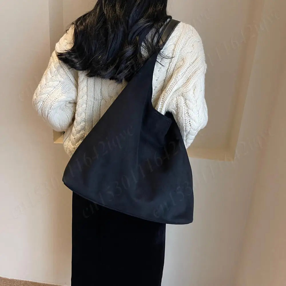 Vintage Suede Large Capacity Shoulder Tote Bag – Stylish Commuter Hobo Handbag for Women