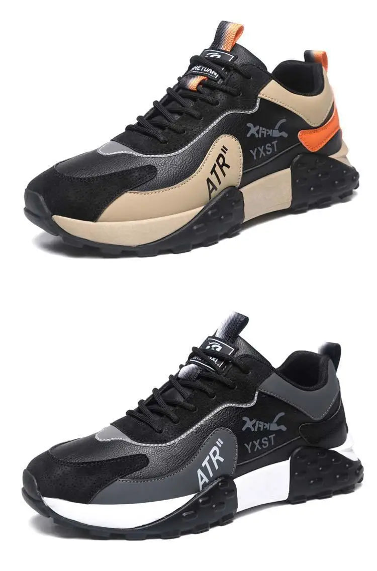 Men's Breathable Faux Leather Lace-Up Sneakers