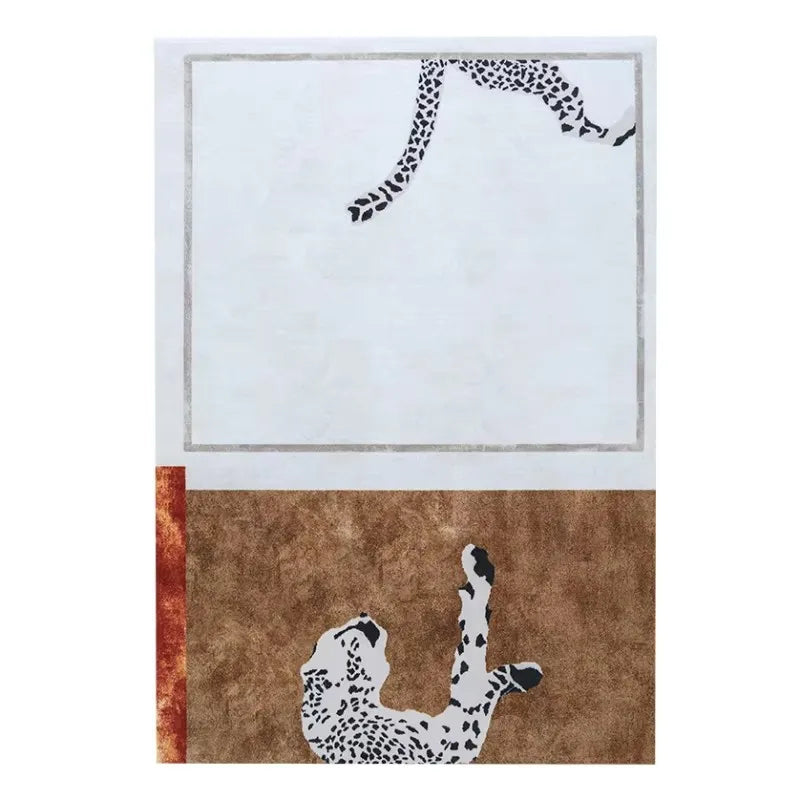 Leopard Print Plush Lounge Rug – Light Luxury Non-Slip Flannel Carpet for Living Room & Bedroom