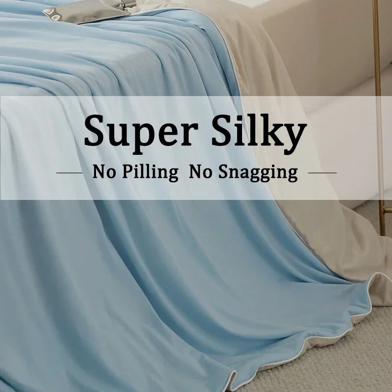 Ice Silk Cooling Blanket – Lightweight Smooth Summer Comforter, Twin & King, Air Condition Quilt