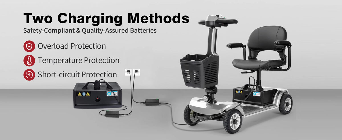Foldable Travel Mobility Scooter for Seniors, Magnetic Brake