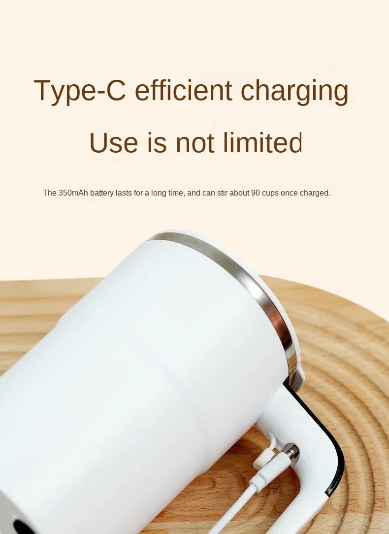380ml Self-Stirring Electric Coffee Mug – IPX67 Waterproof, LCD Temp Display & USB-C Rechargeable Auto Mixing Cup