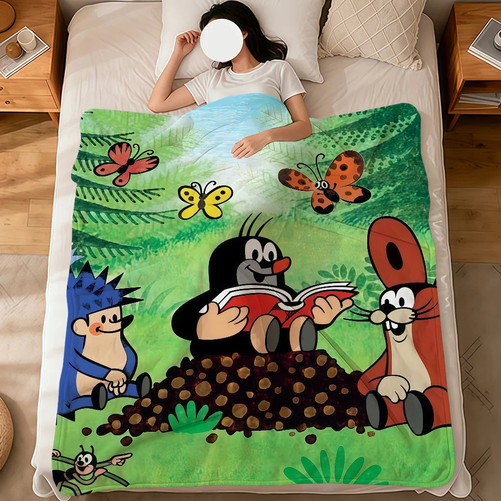 Cartoon Mole Soft Warm Plush Flannel Blanket – Cozy Sofa & Bed Throw, Nap Blanket
