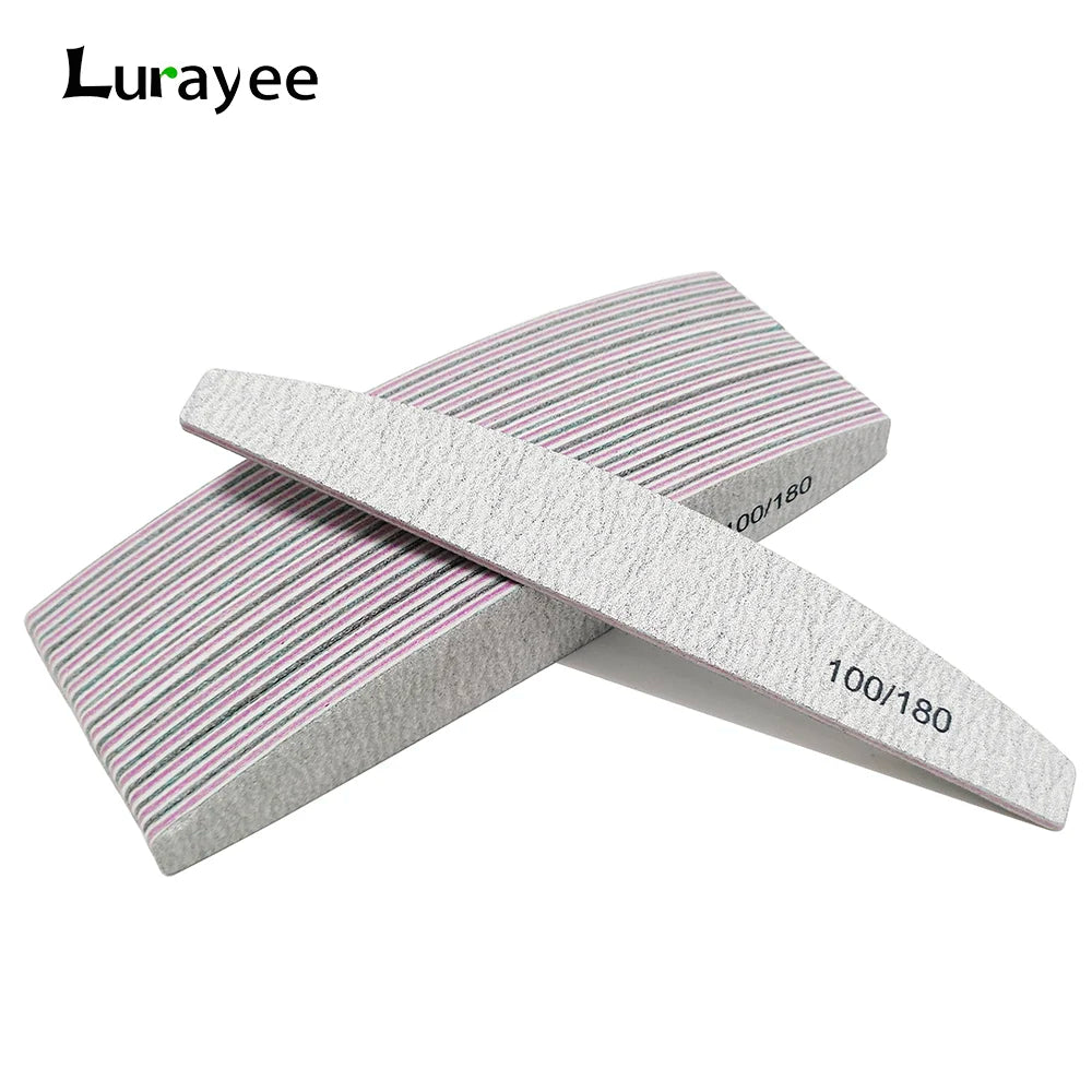 Nail File Buffer 100/180 Grit – Double-Sided Half Moon Sandpaper Nail Sanding & Manicure Tool