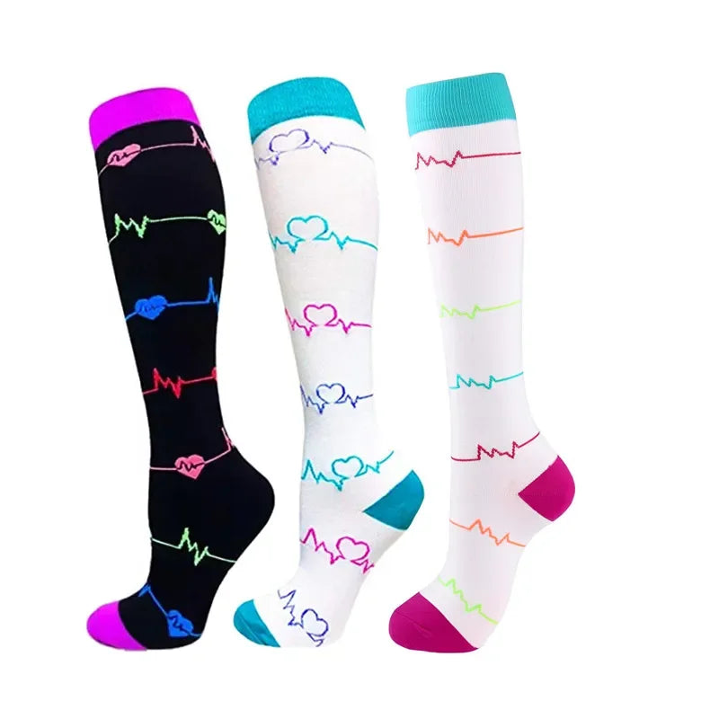 Knee High Compression Socks 20-30mmHg – 3 Pairs for Diabetes, Varicose Veins, Edema, Nurse & Running