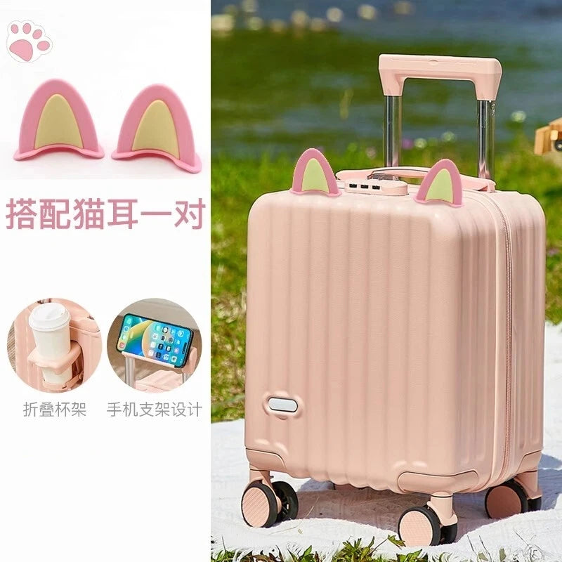 14" Lightweight Carry-On Boarding Suitcase with Cup Holder — Compact Travel Luggage
