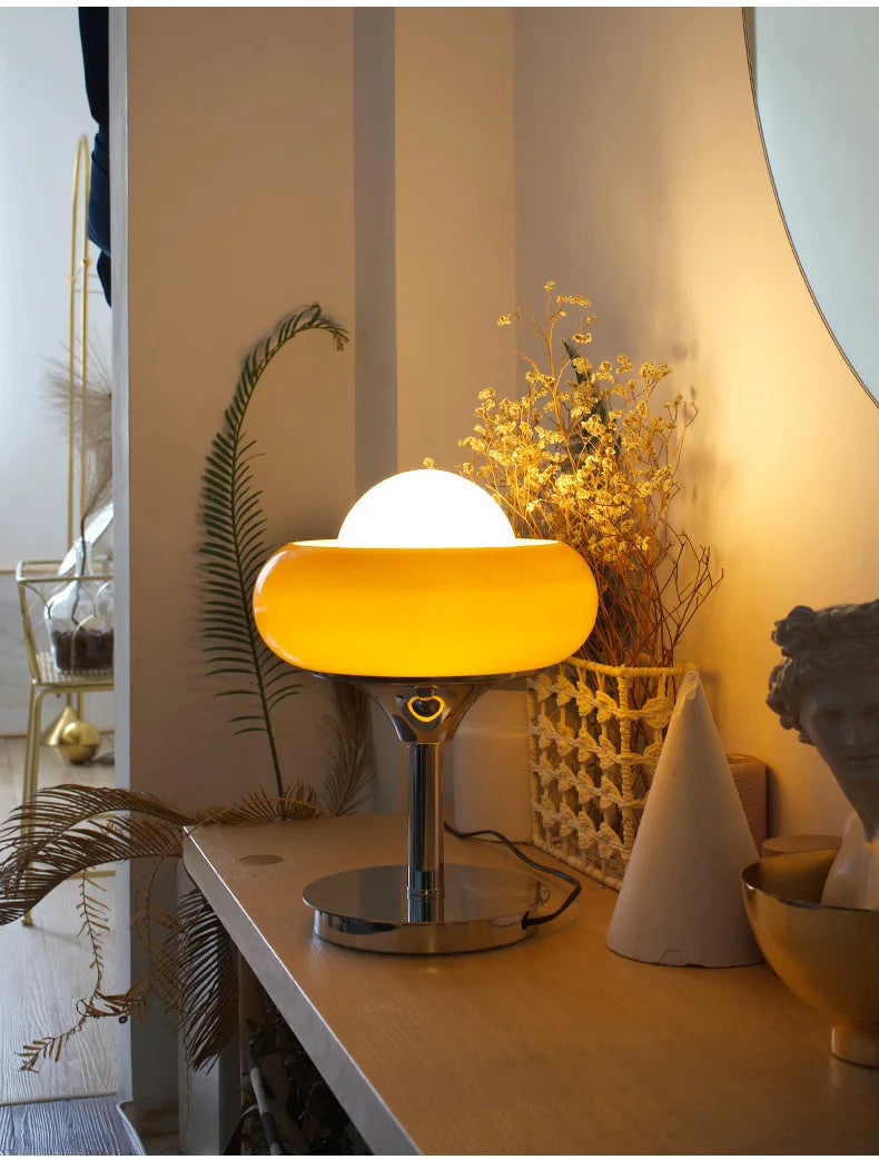 Bauhaus Glass Lamp – Red & Yellow Table or Floor