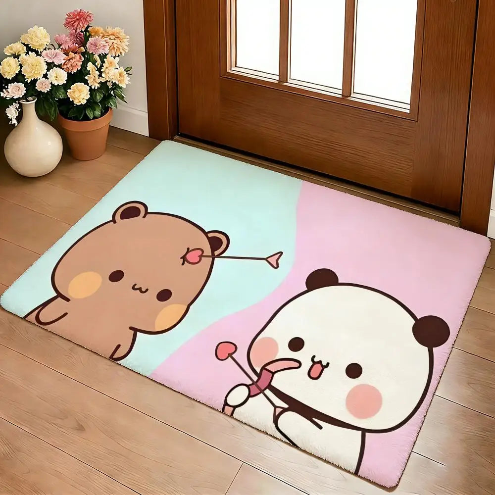 Bubu & Dudu Cute Flannel Floor Mat – Soft Non-Slip Rug for Living Room, Bedroom & Kitchen