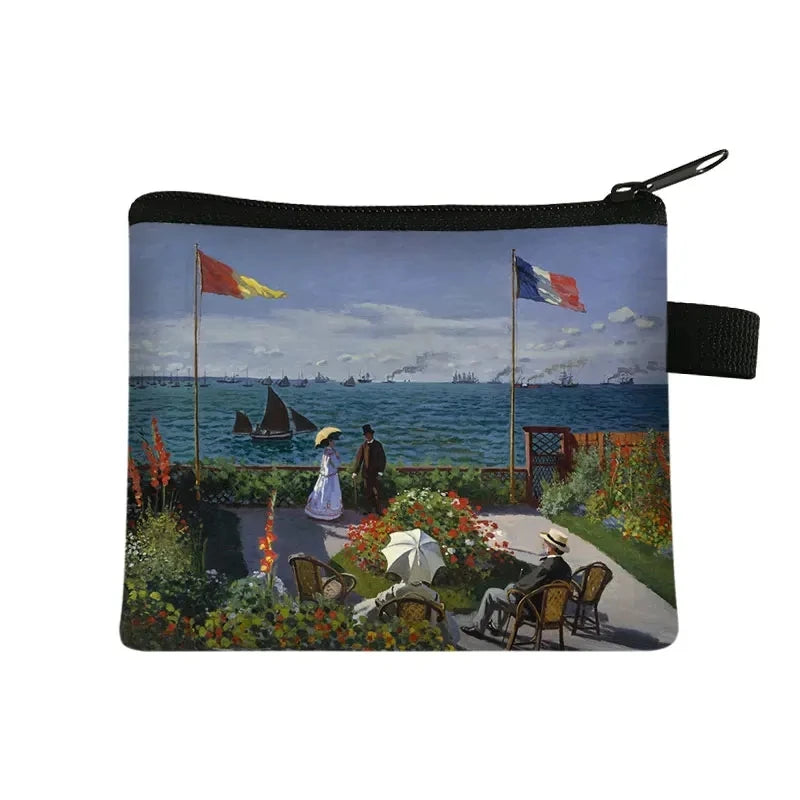 Vintage Oil Painting Floral Coin Purse Mini Clutch Wallet – Bohemian Nylon Organizer Wallet for Women