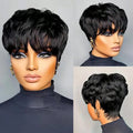 Short Pixie Cut Bob Wig for Black Women | Glueless Synthetic Lace Front Wig with Bangs