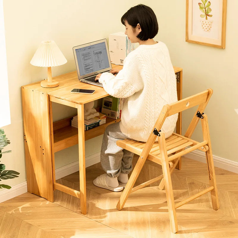 Foldable Bamboo Computer Desk — Student Writing Workbench, Bedroom & Bedside Use, 83cm & 103cm