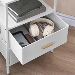 Bedside Table set of 2, Side Table with 2 Storage Drawers, Open Compartment, Coffee Table, Bedside Table Bedroom, White