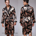 Men's Dragon Print Kimono Bathrobe — Plus Size Satin Robe