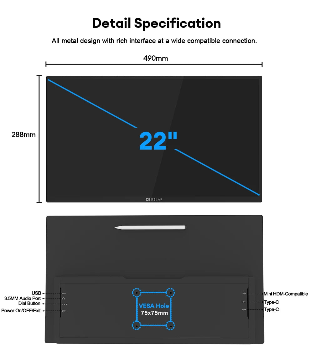 22-Inch QHD Touchscreen Monitor – Stylus & Anti-Glare