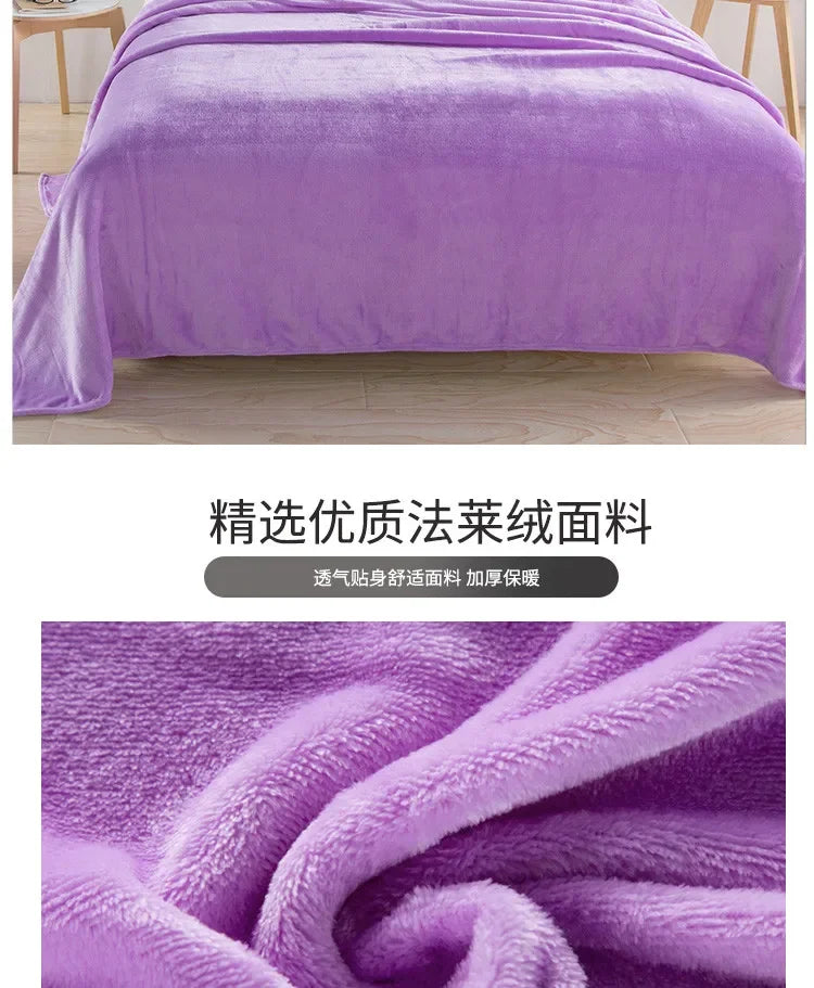 Solid Color Plush Blanket – Thick Warm Farley Fleece Multifunctional Throw, Multiple Colors