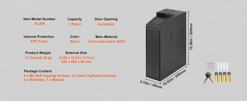 SucceBuy Pistol Safe — Q235 Steel, 3-Way Quick Access, Biometric Fingerprint, LED, Silent Mode