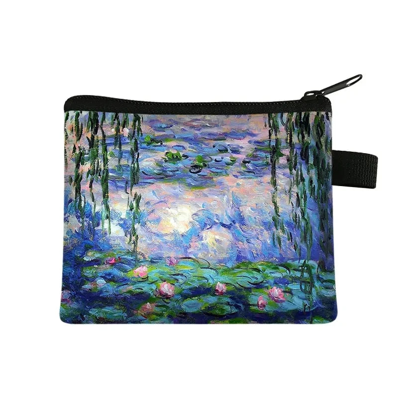 Vintage Oil Painting Floral Coin Purse Mini Clutch Wallet – Bohemian Nylon Organizer Wallet for Women