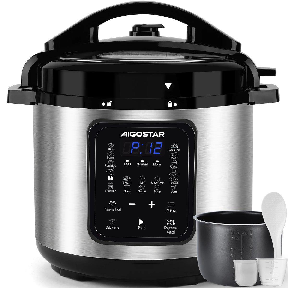 Aigostar 6L 18-in-1 Electric Pressure Cooker – Non-Stick, Keep Warm, Digital Touchscreen, 1000W